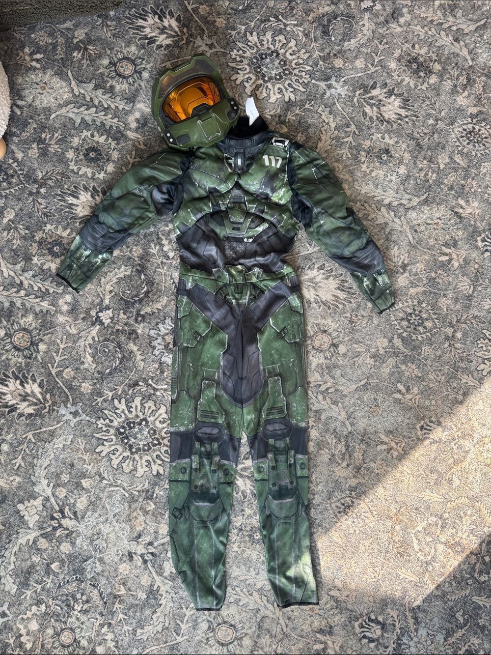 Halo Green and Gold Kids Superhero Costume with Helmet